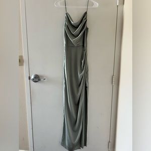 Silk bridesmaids dress in sage green